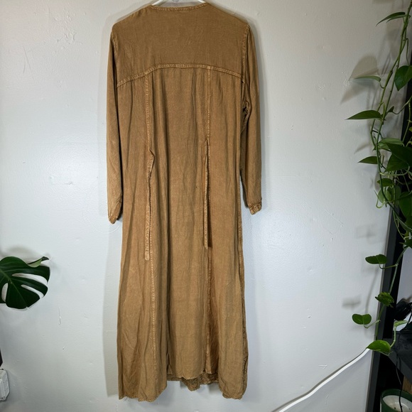 Vintage Bohemian Embroidered Maxi Dress Brown Velvet Detail Large one size boho - Picture 12 of 13